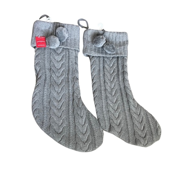 Wondershop Other - Set of 2 Wondershop Gray Knit Christmas Stockings - New with Tags - Holiday